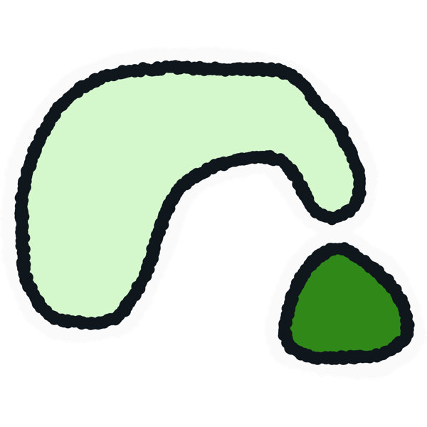 a light green blob reaching for a dark green blob